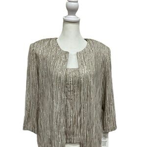 Alex Evenings Women's Silver Jacket & Long Dress set